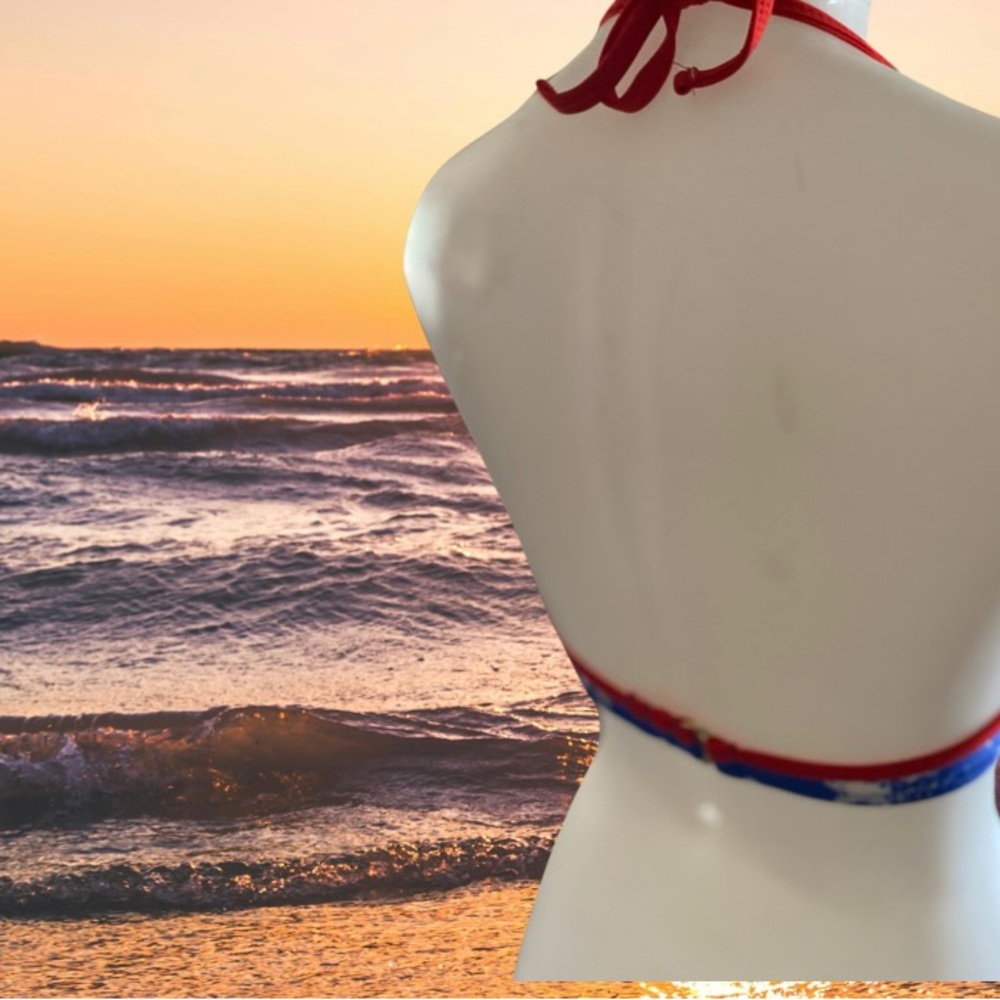 Stars red white and blue bikini swimsuit top - Picture 2 of 2